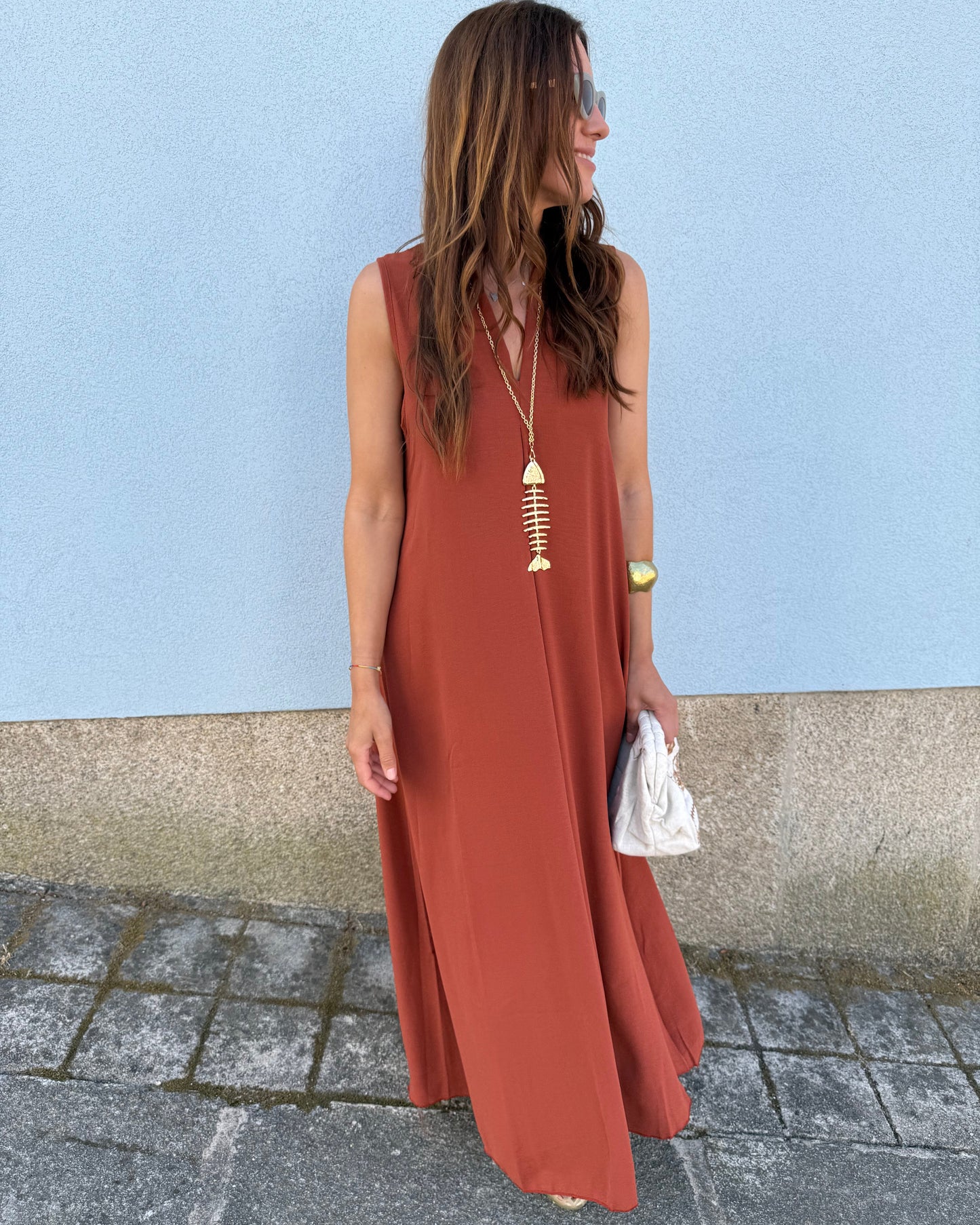 Vestido Sardinha -Tijolo