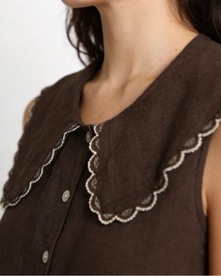 Blusa em Linho - Castanho