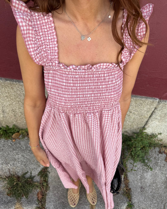 Vestido Bolonha - Vichy Rosa