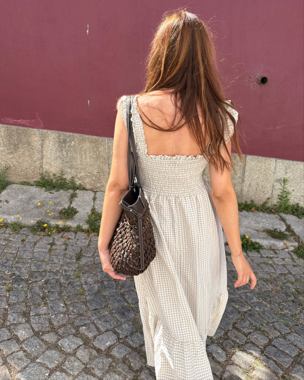 Vestido Bari - Vichy Bege