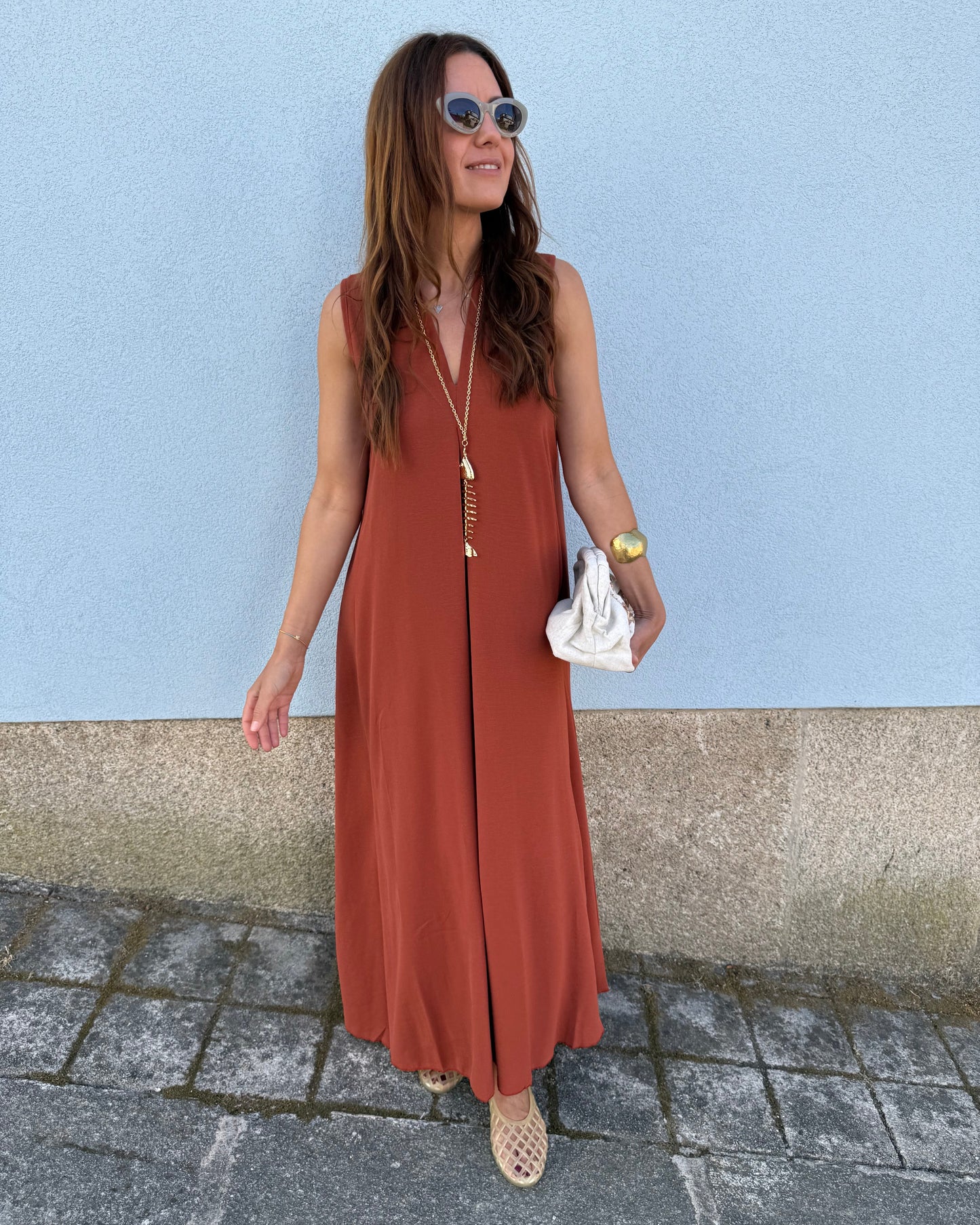 Vestido Sardinha -Tijolo