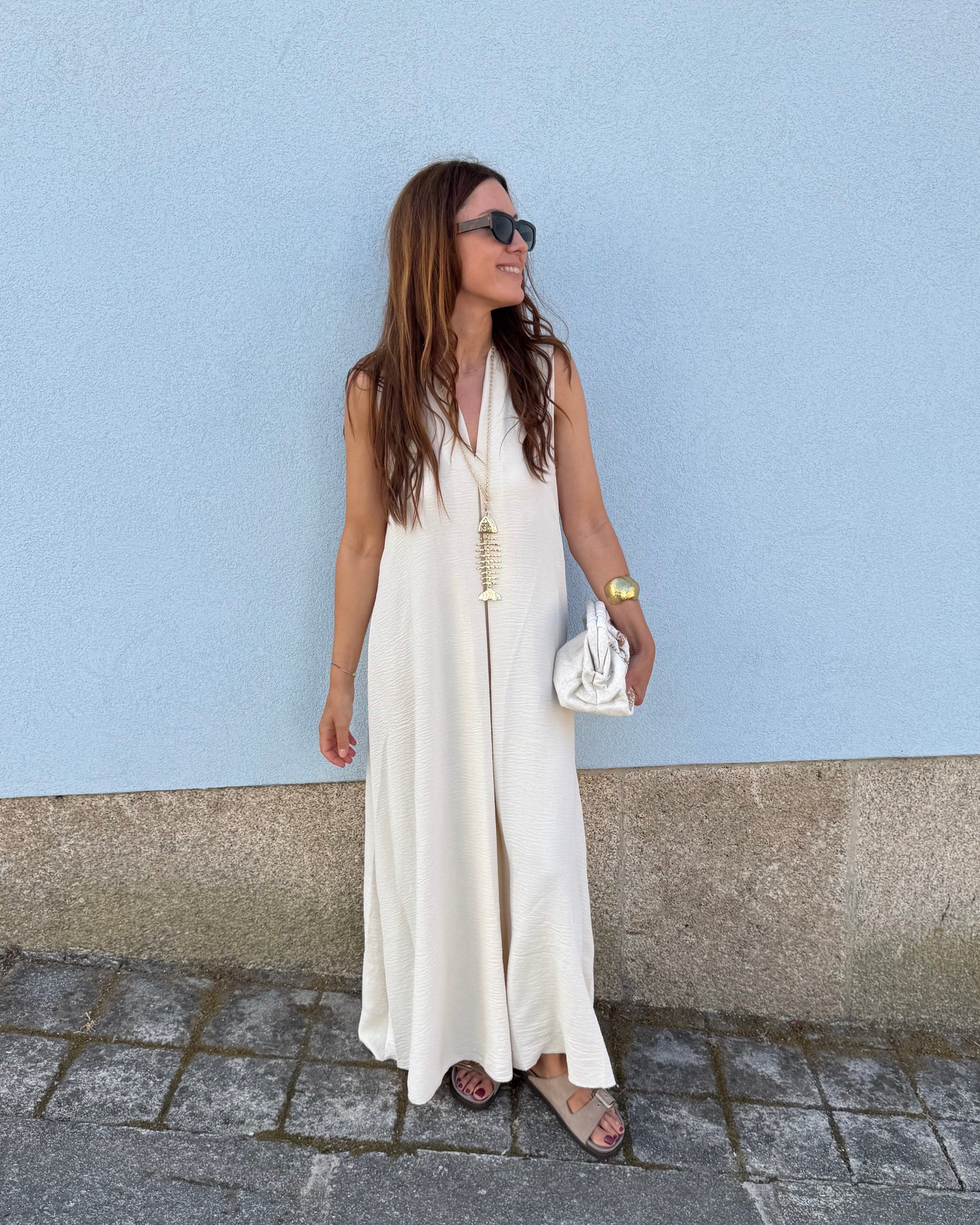 Vestido Sardinha - Creme -  Pré-venda (Envio até 06/08)