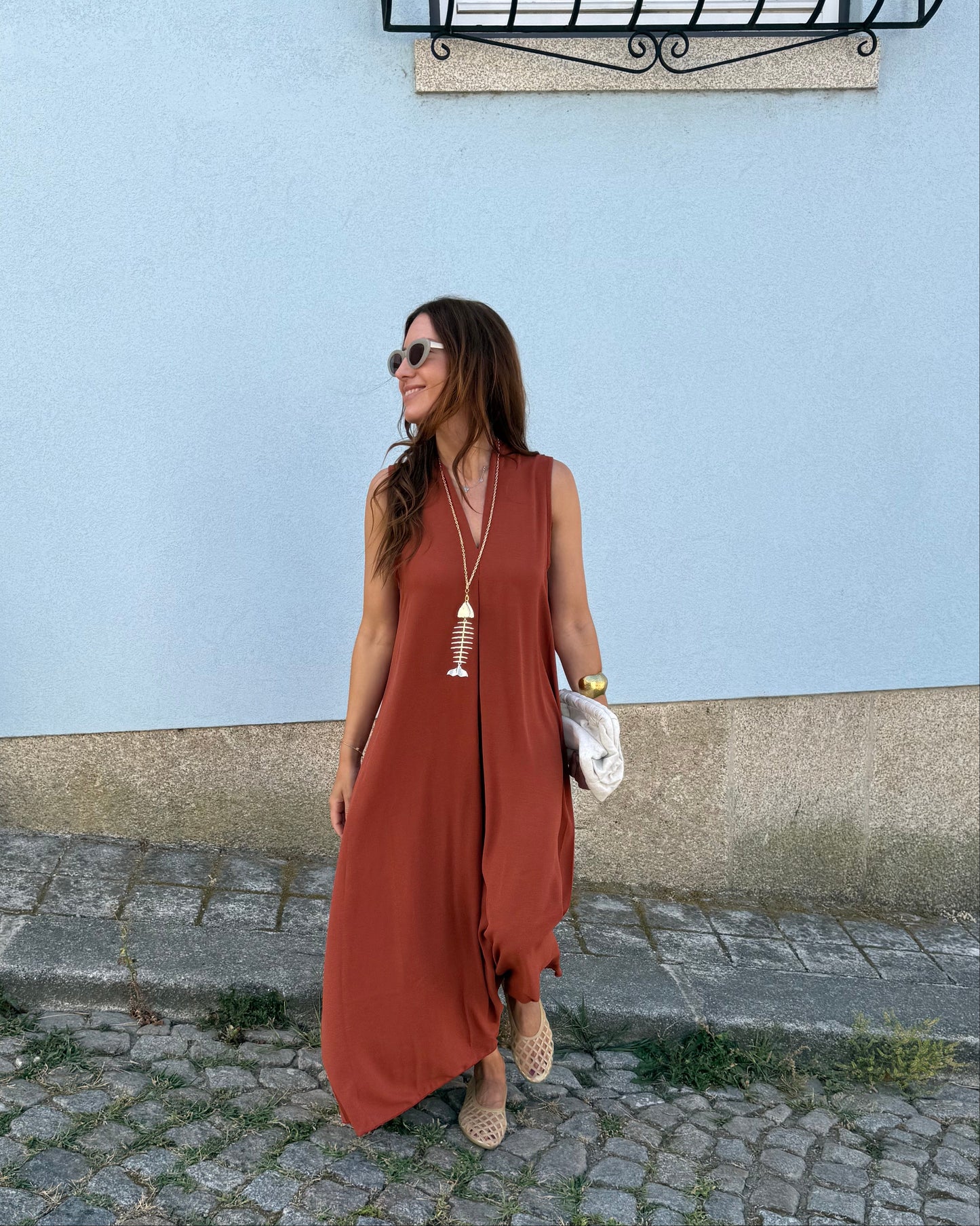 Vestido Sardinha -Tijolo