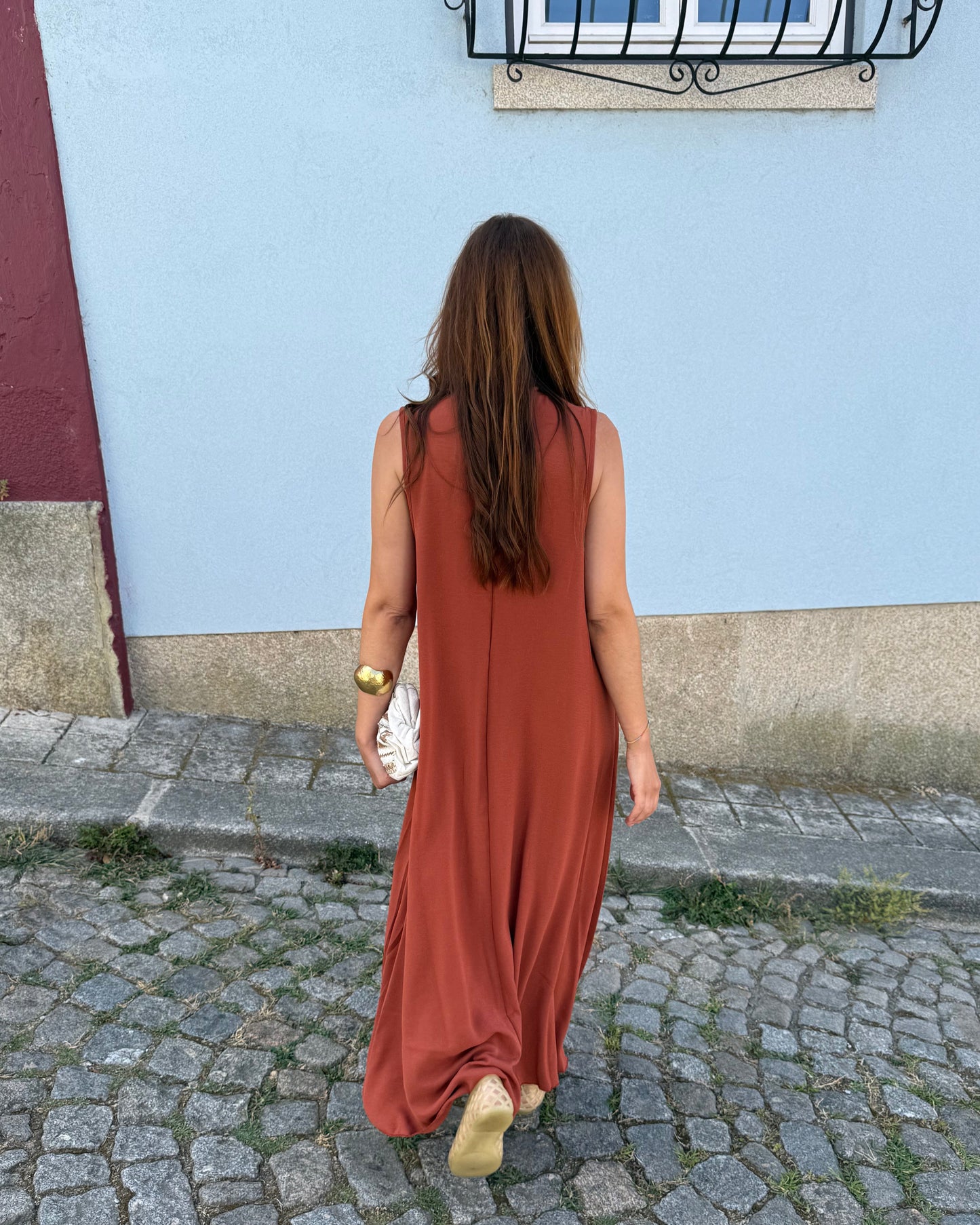 Vestido Sardinha -Tijolo
