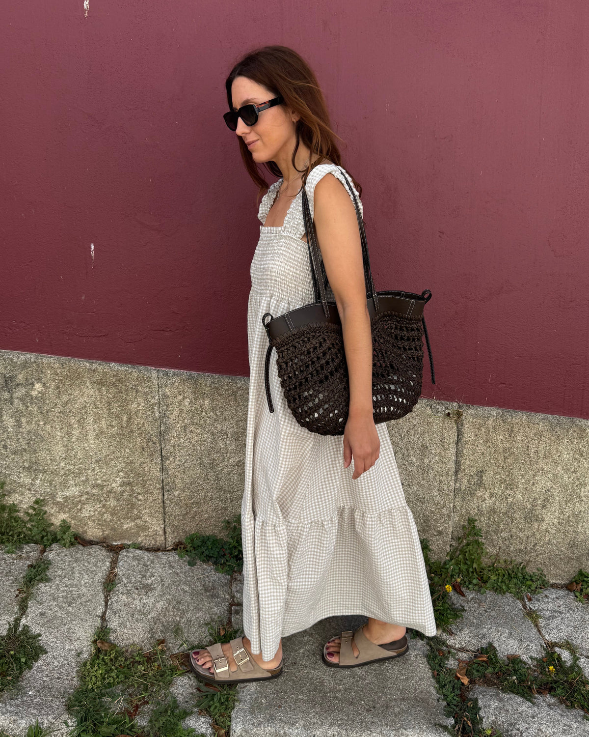 Vestido Bari - Vichy Bege