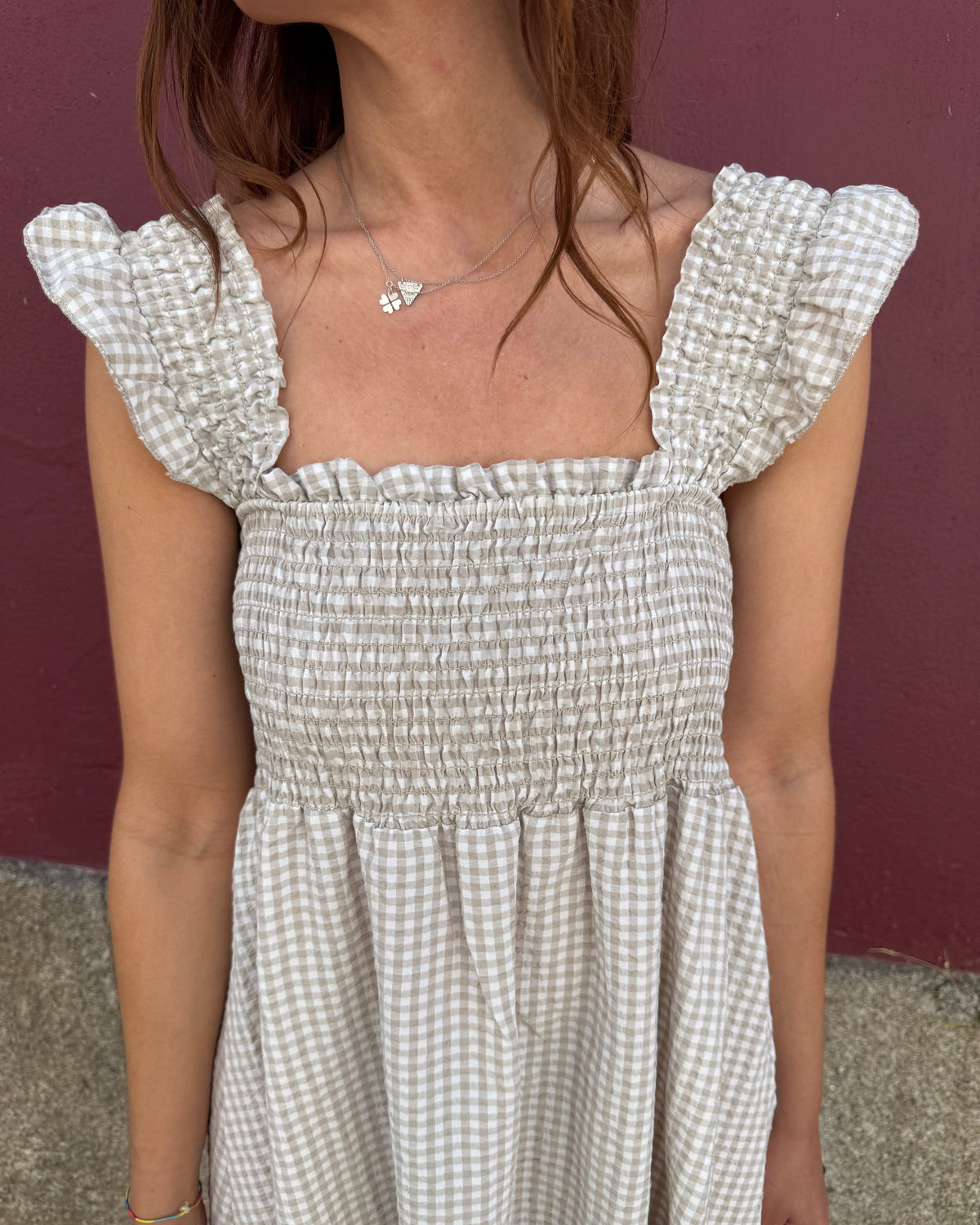 Vestido Bari - Vichy Bege