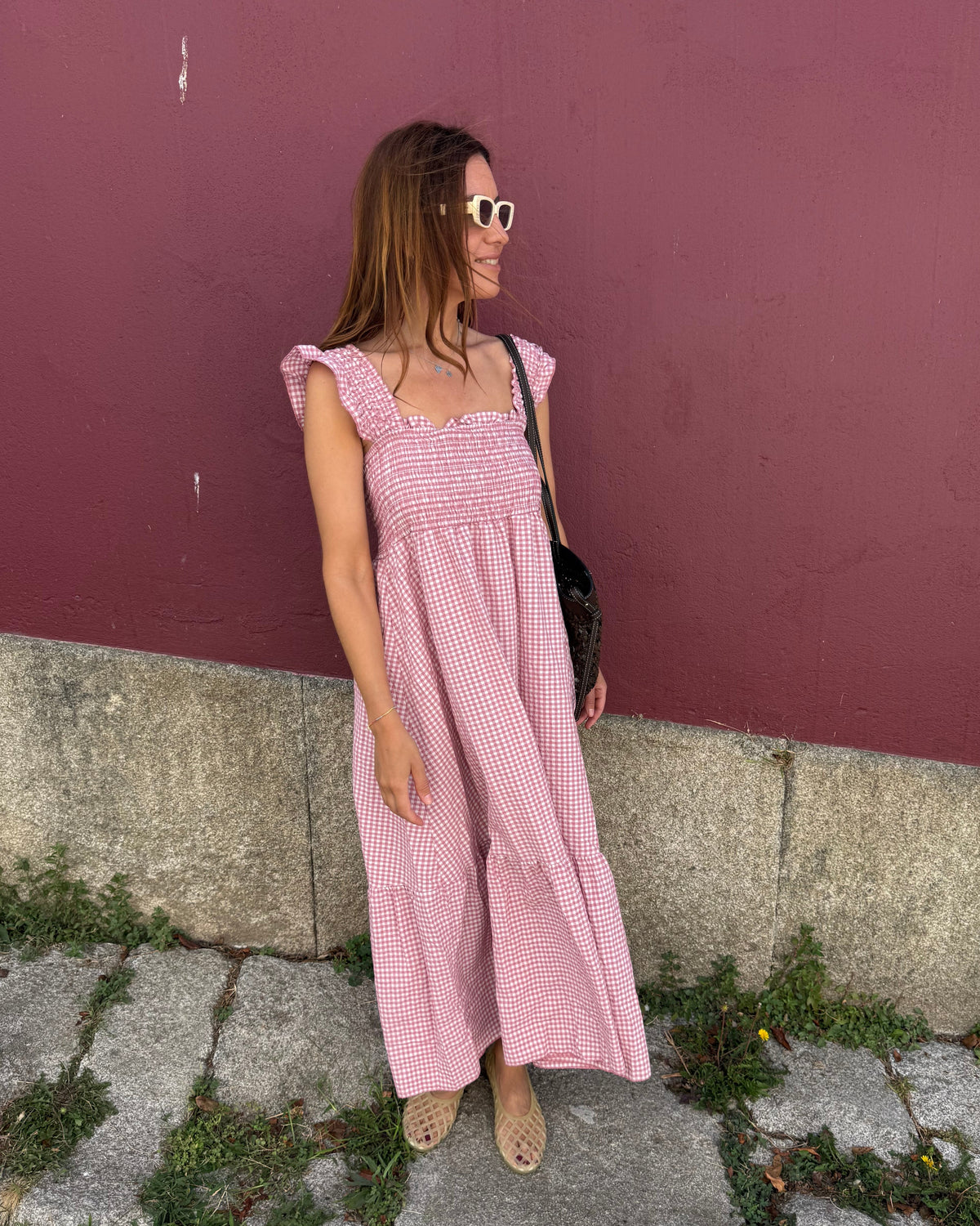 Vestido Bolonha - Vichy Rosa