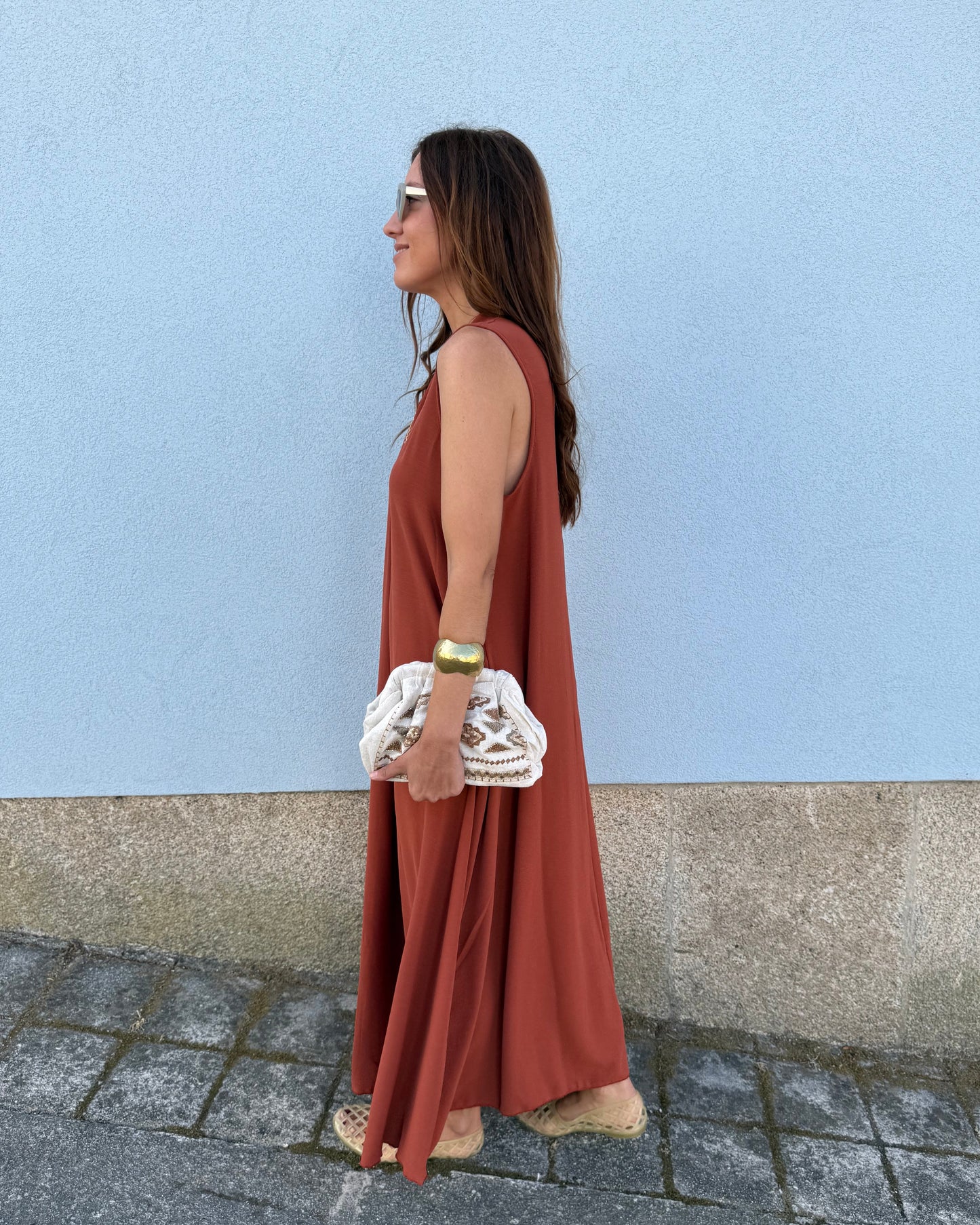 Vestido Sardinha -Tijolo