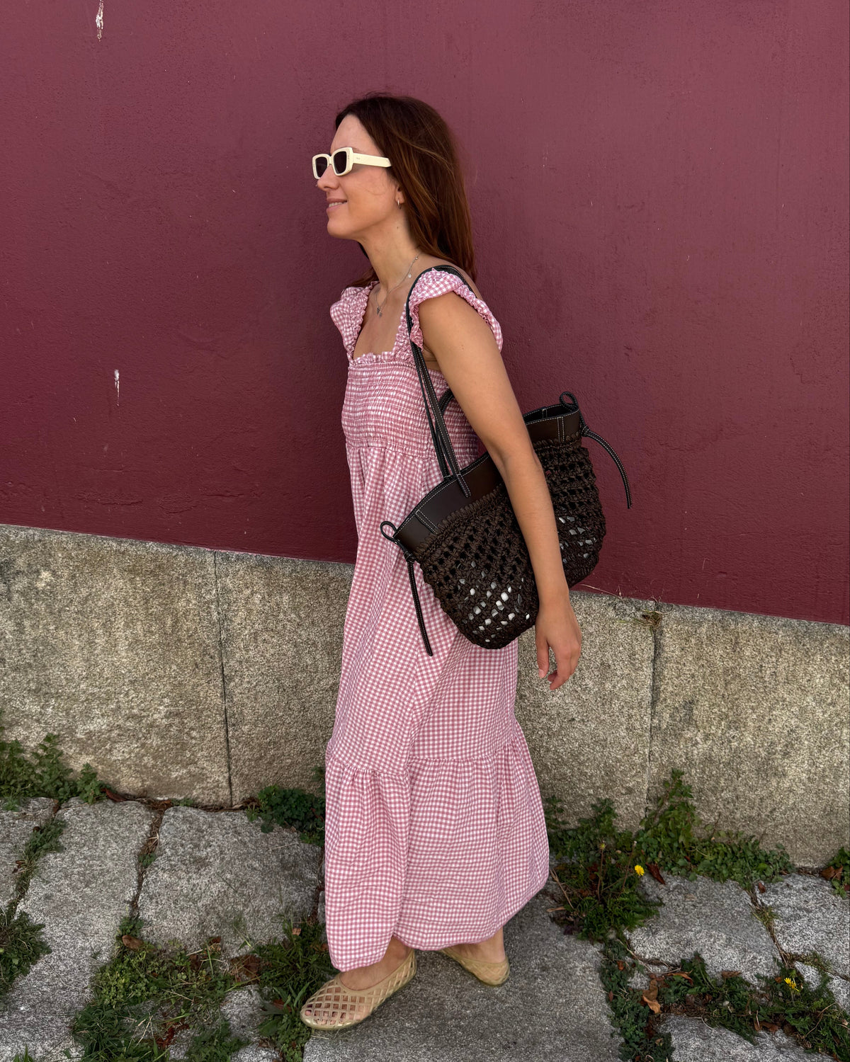 Vestido Bolonha - Vichy Rosa