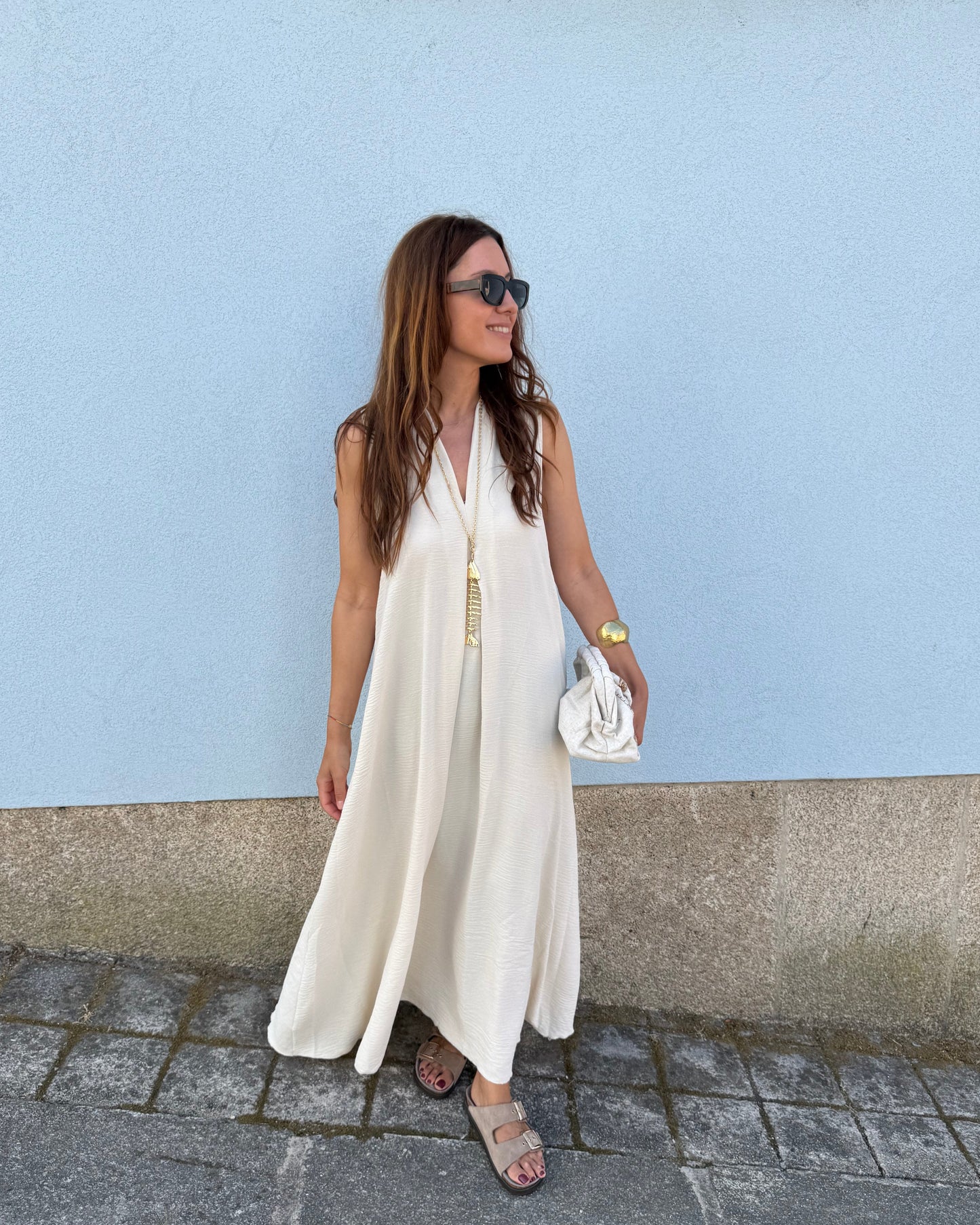 Vestido Sardinha - Creme -  Pré-venda (Envio até 06/08)