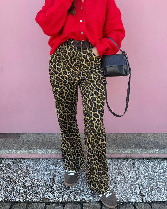 Animal Print- Wide Leg Jeans