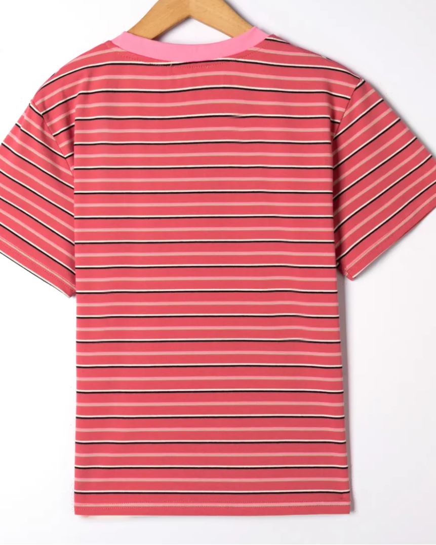 Tshirt de riscas- Coral