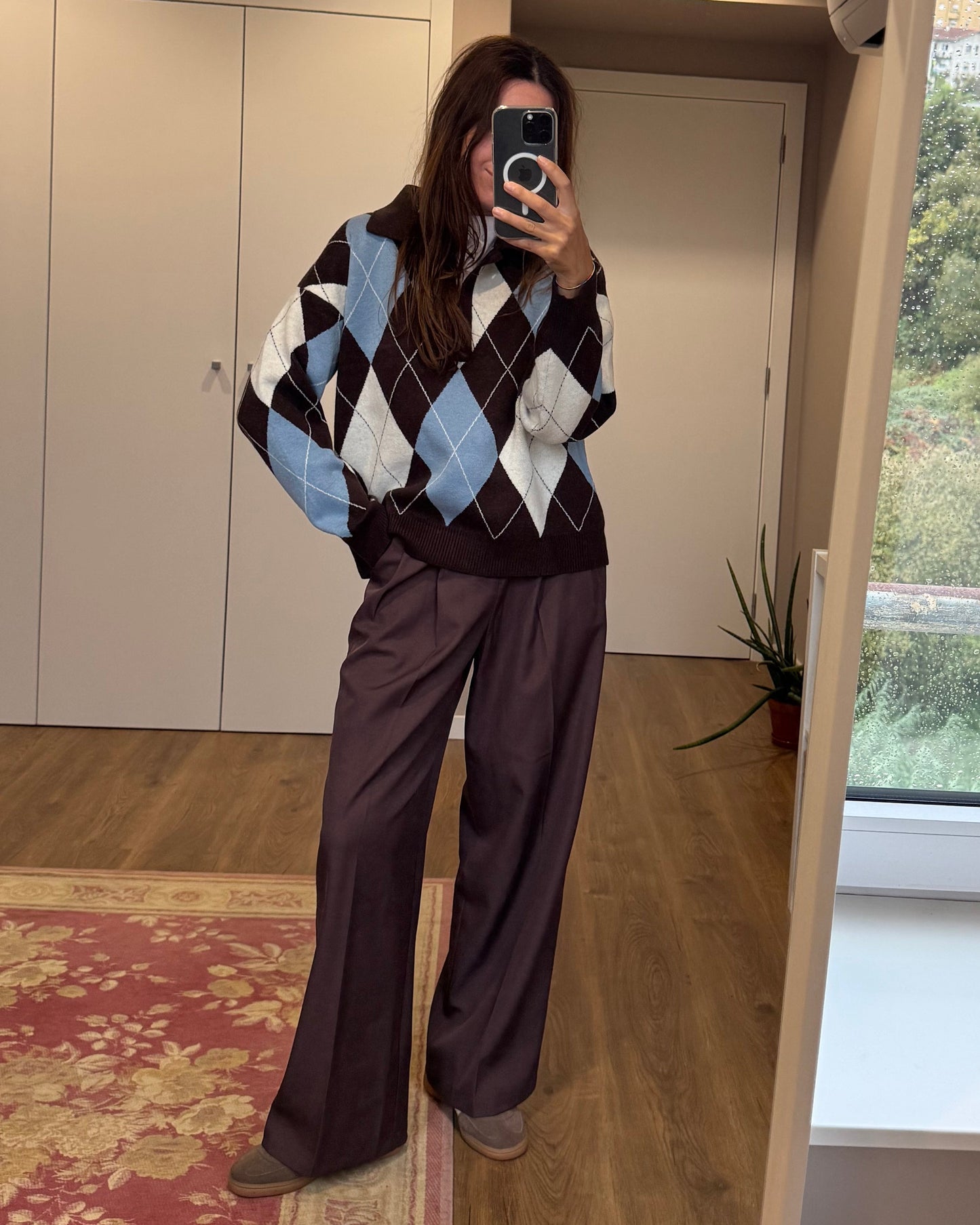 Calças de Alfaiataria Expresso - Castanho Chocolate