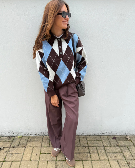 Calças de Alfaiataria Expresso - Castanho Chocolate