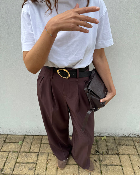 Calças de Alfaiataria Expresso - Castanho Chocolate