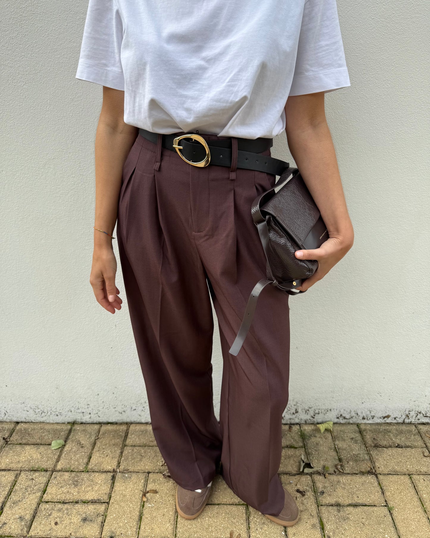 Calças de Alfaiataria Expresso - Castanho Chocolate