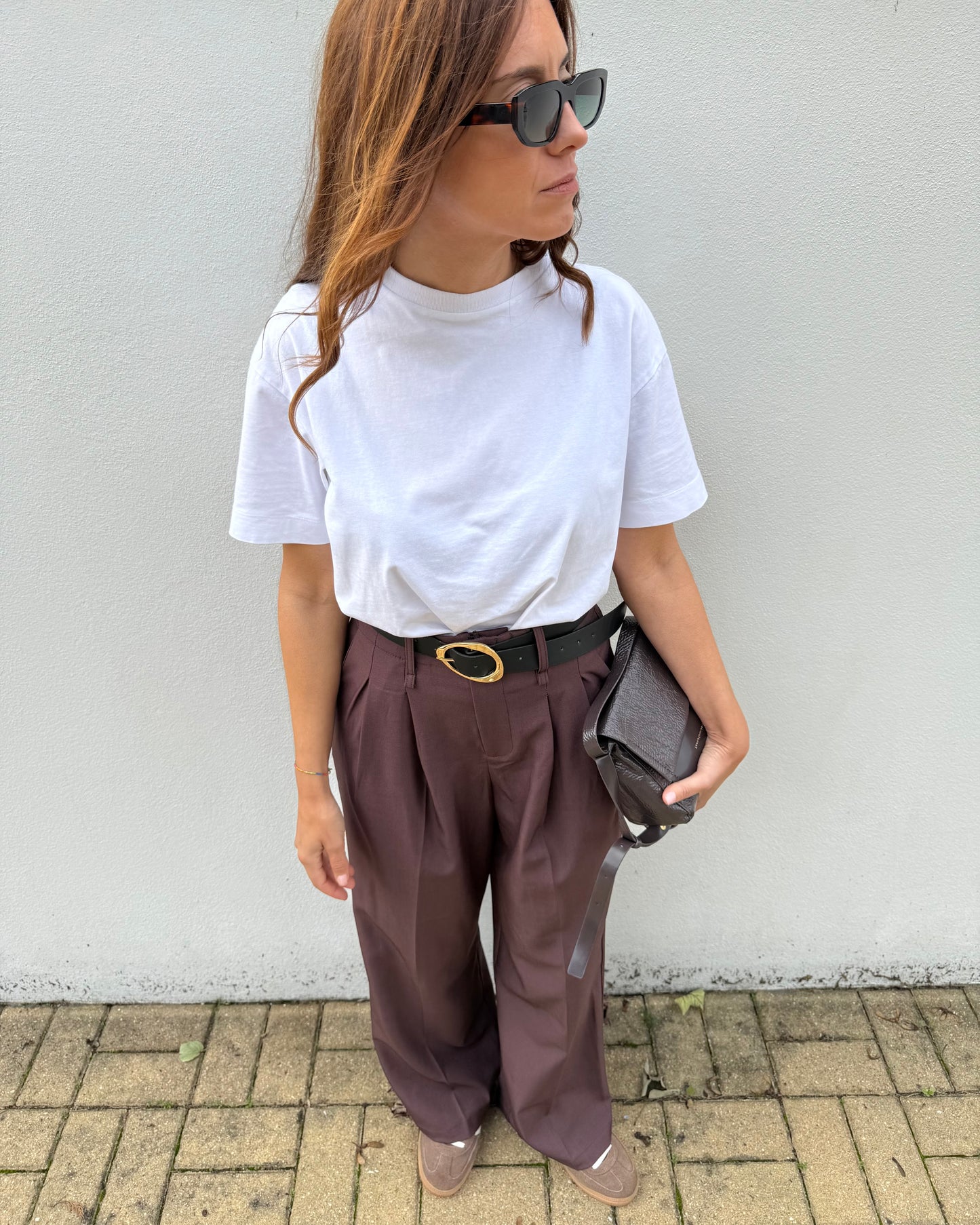 Calças de Alfaiataria Expresso - Castanho Chocolate