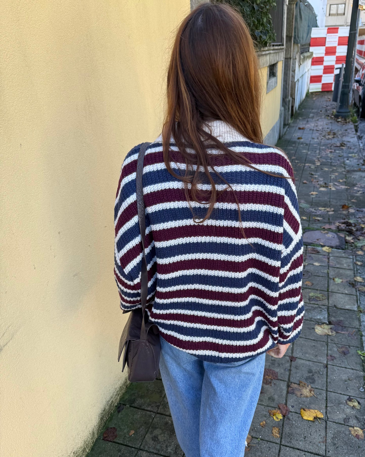 Camisola Leonor - Riscas azul e bordaux