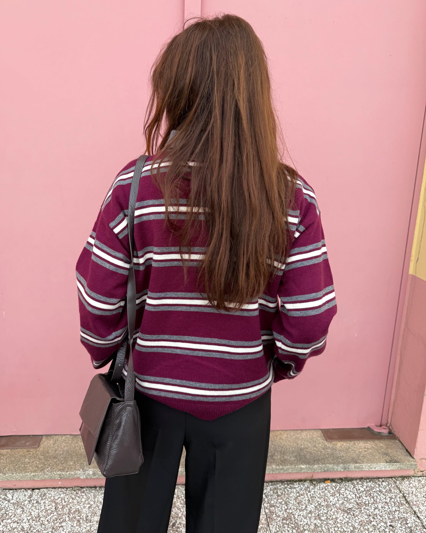 Polo Maria Luísa - Burgundy e Cinzento