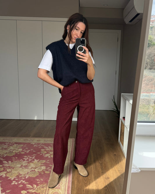 Calças de Bombazina em Bordeaux - Pré-venda ( Envio até 21/01)