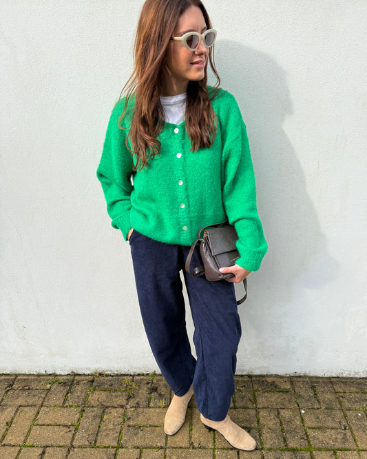 Calças de Bombazina em Azul Marinho