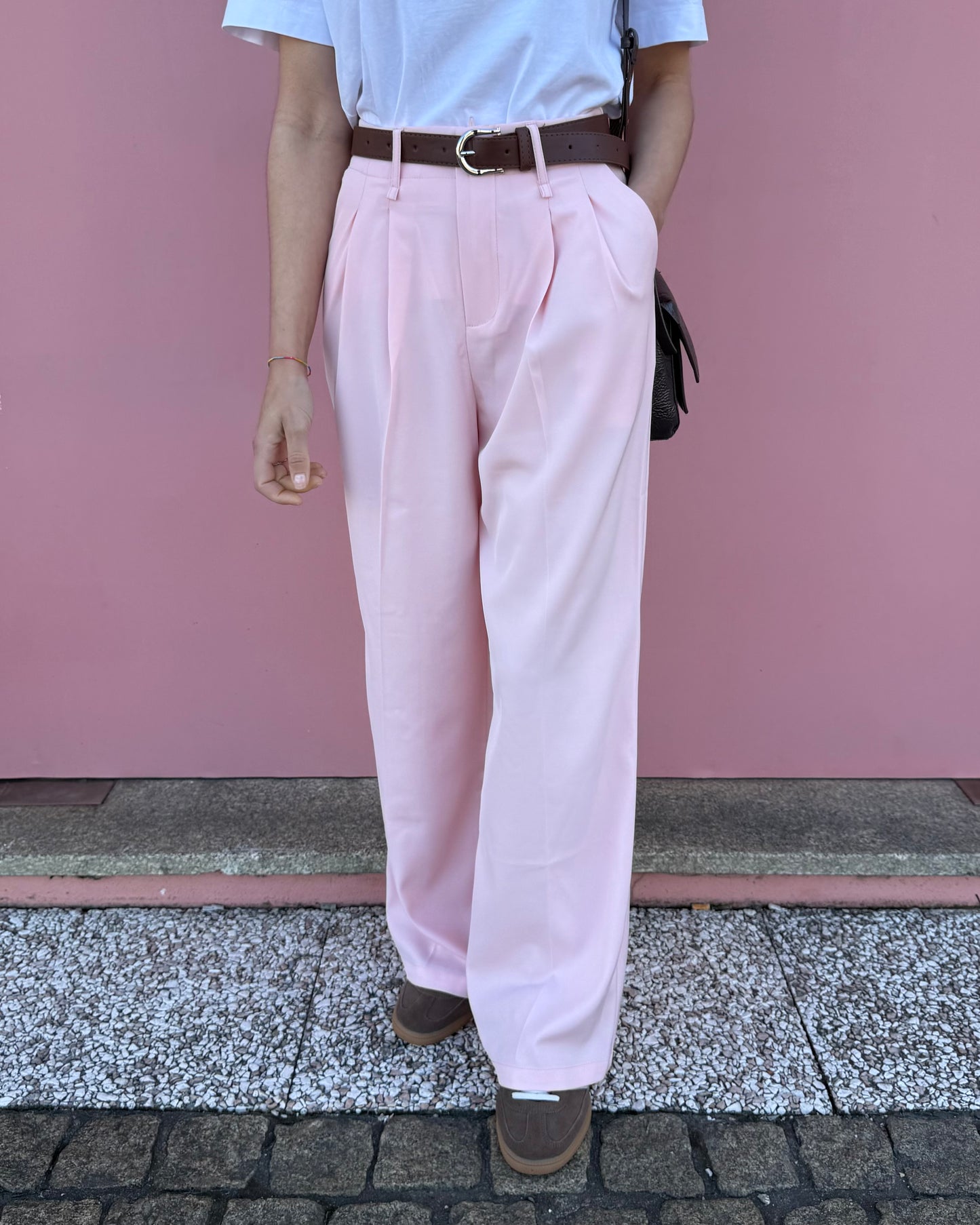 Calças de Alfaiataria Light - Rosa bebé