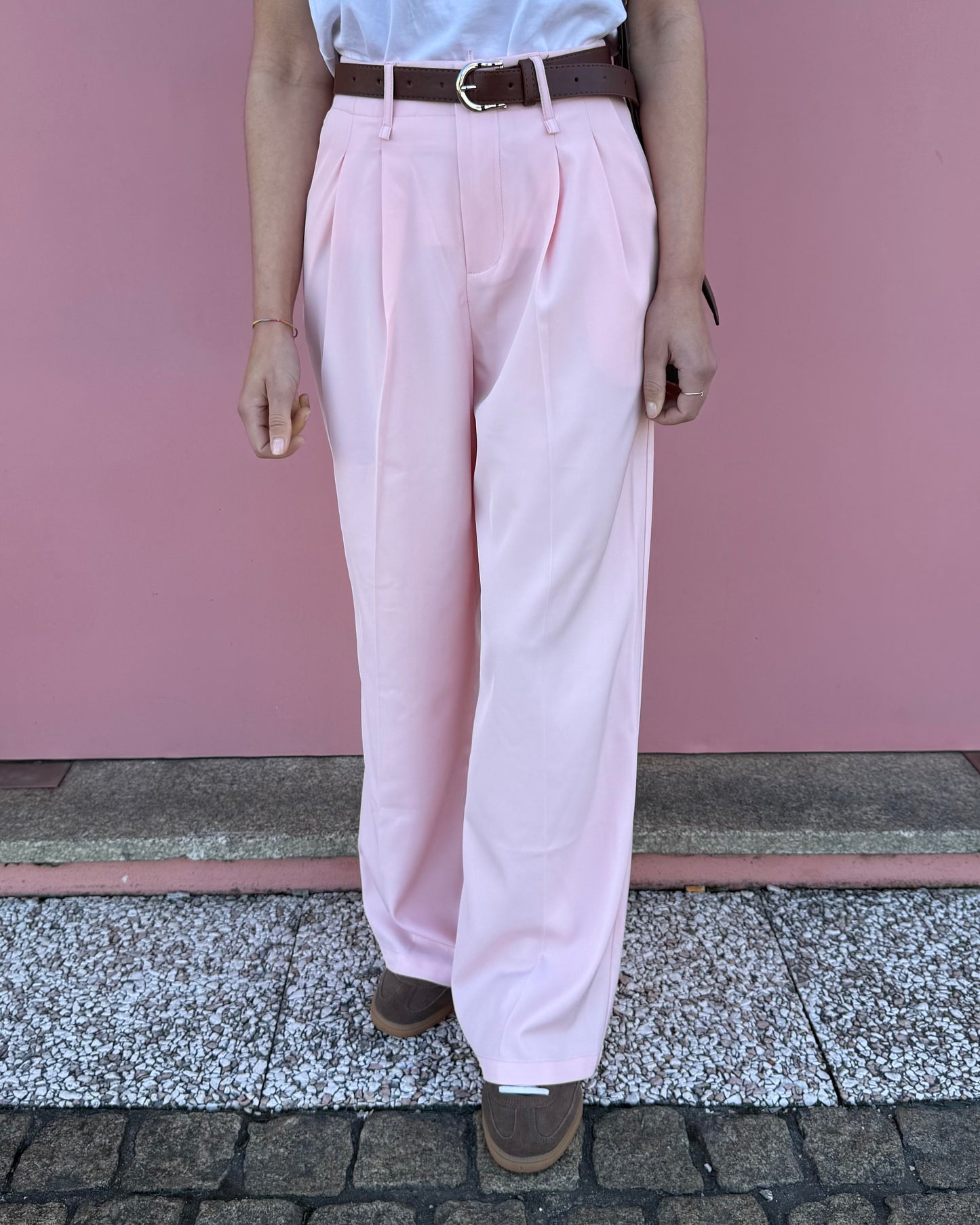 Calças de Alfaiataria Light - Rosa bebé