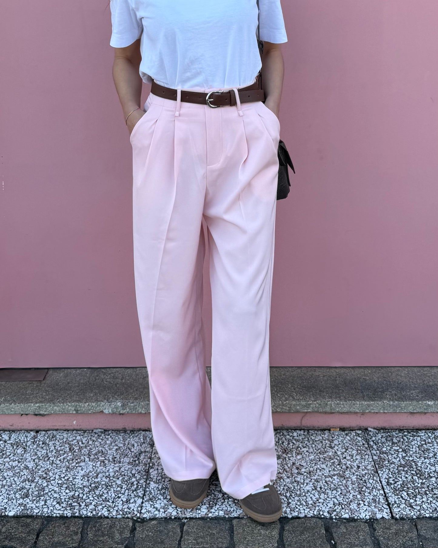 Calças de Alfaiataria Light - Rosa bebé