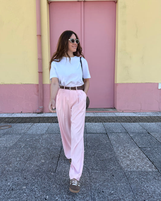 Calças de Alfaiataria Light - Rosa bebé