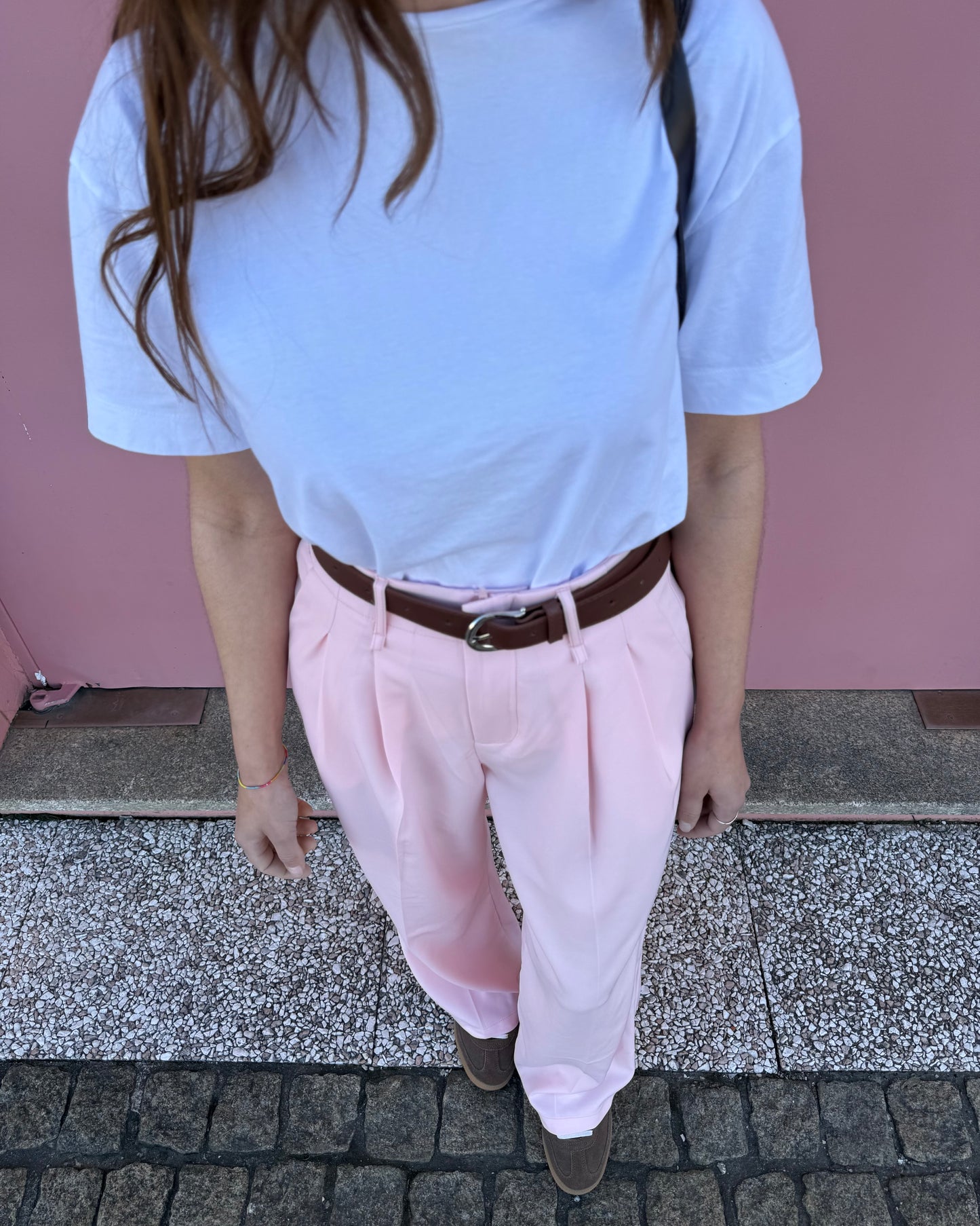 Calças de Alfaiataria Light - Rosa bebé