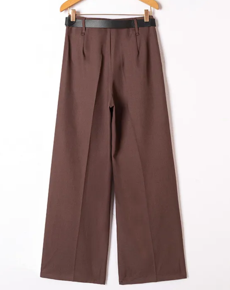 Calças de Alfaiataria Expresso - Castanho Chocolate