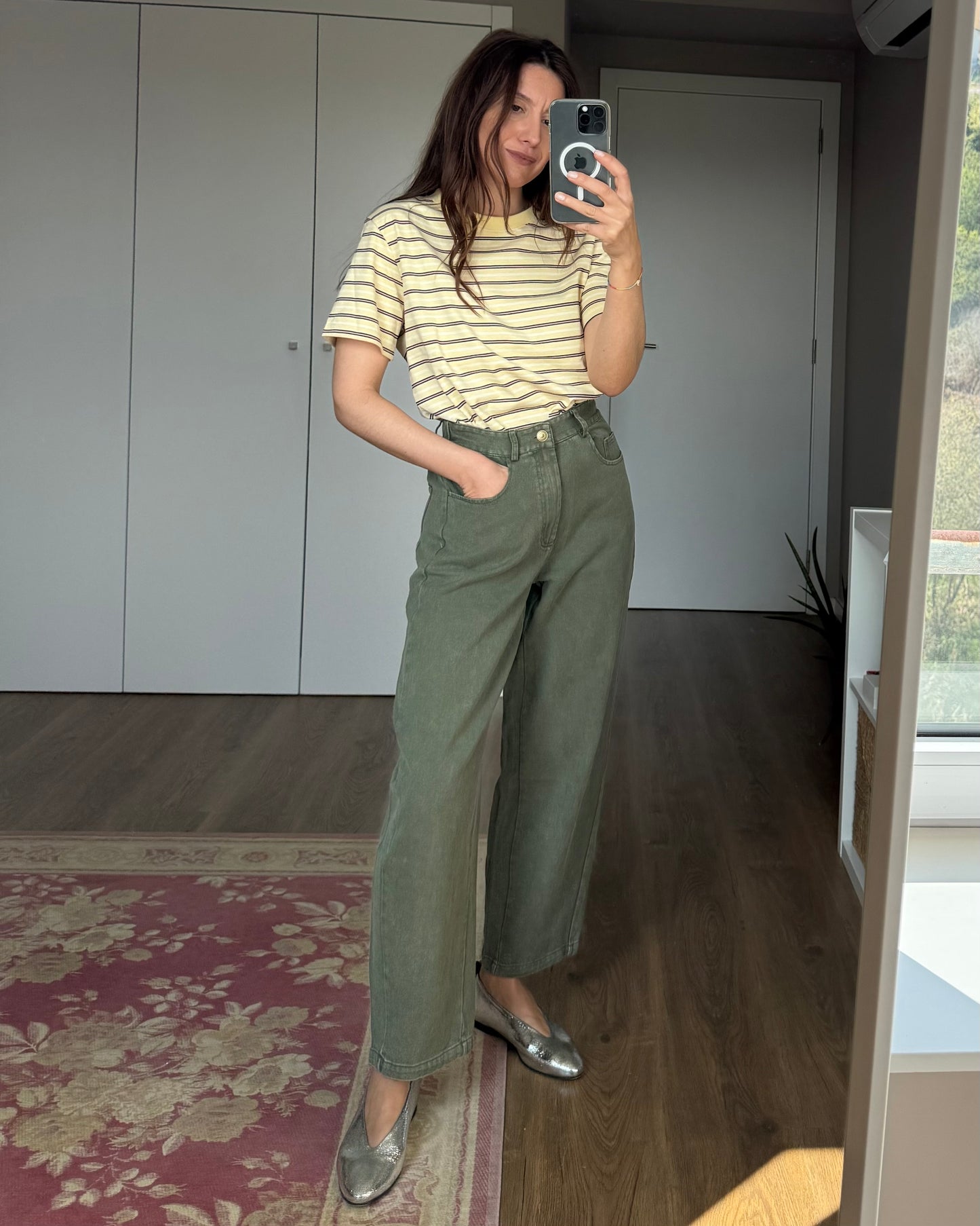 T-shirt riscas - Amarelo Manteiga