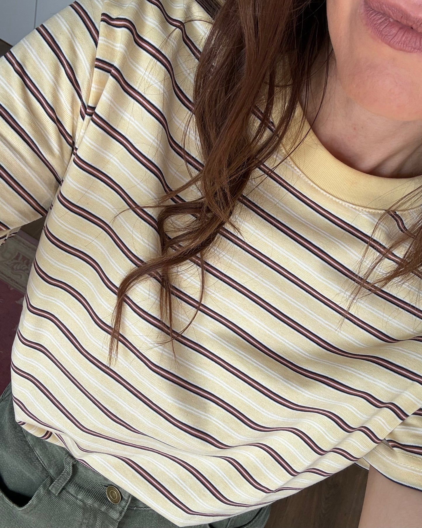 T-shirt riscas - Amarelo Manteiga