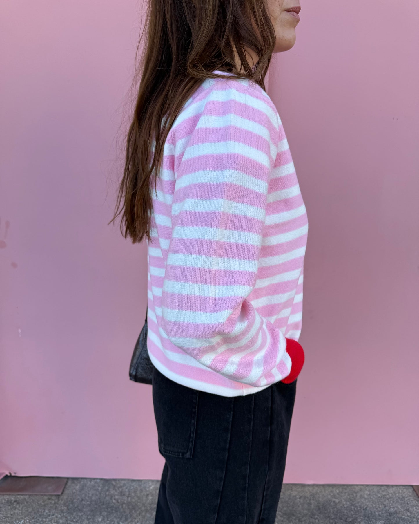 Camisola de Riscas Rosa/Creme/Vermelho