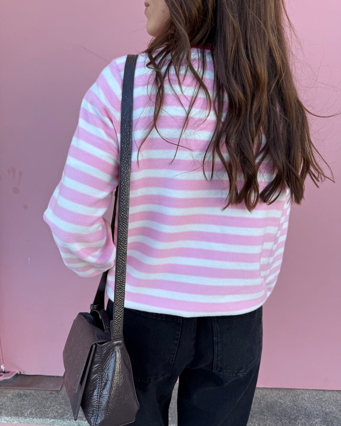 Camisola de Riscas Rosa/Creme/Vermelho