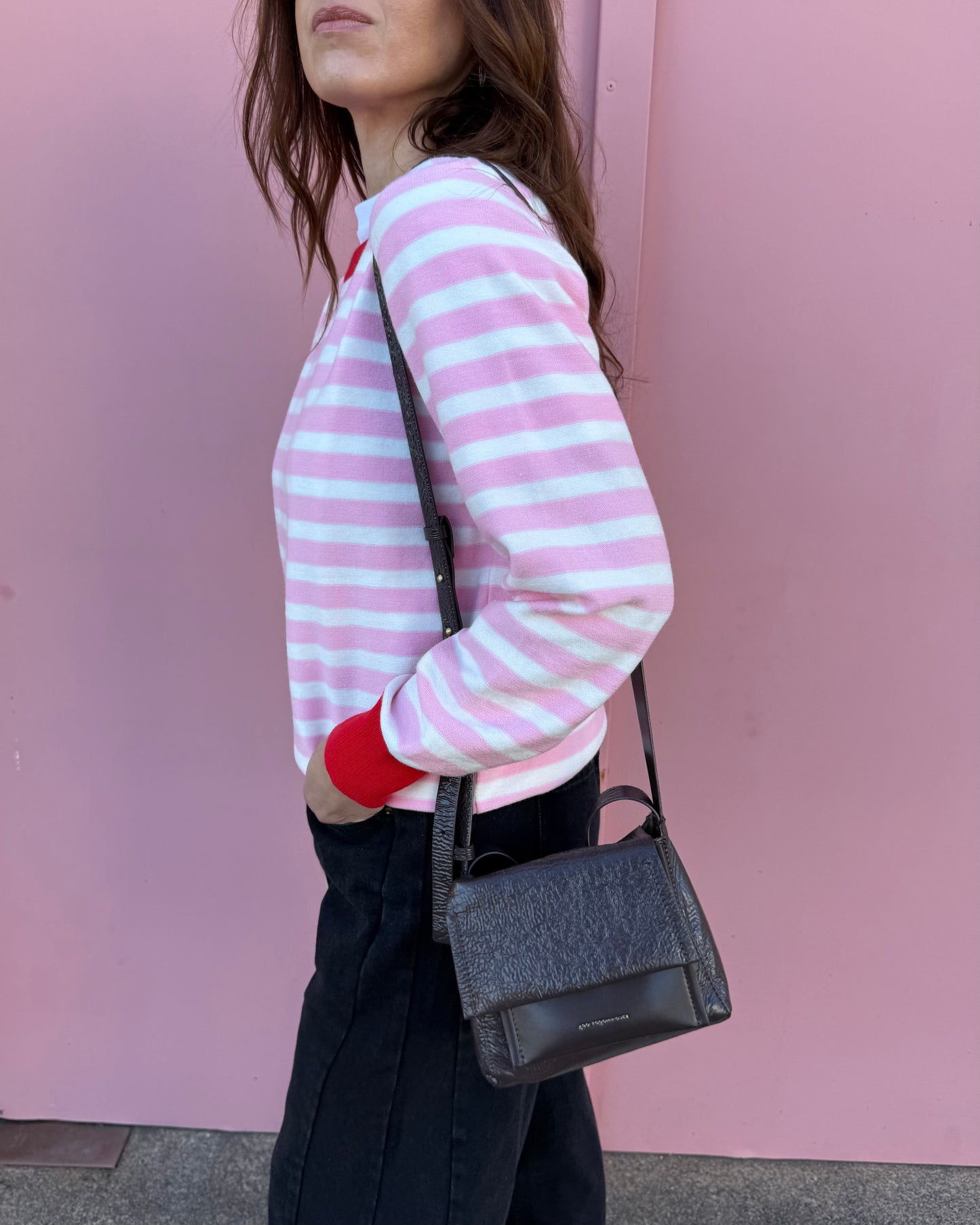 Camisola de Riscas Rosa/Creme/Vermelho