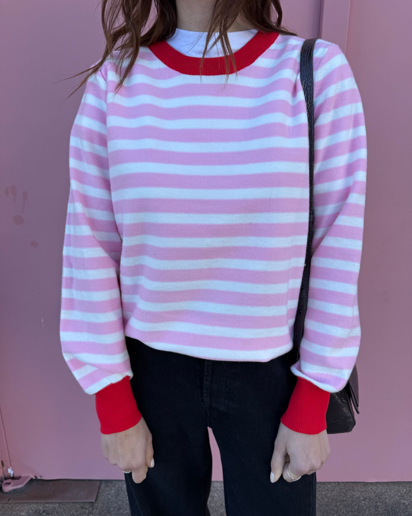 Camisola de Riscas Rosa/Creme/Vermelho