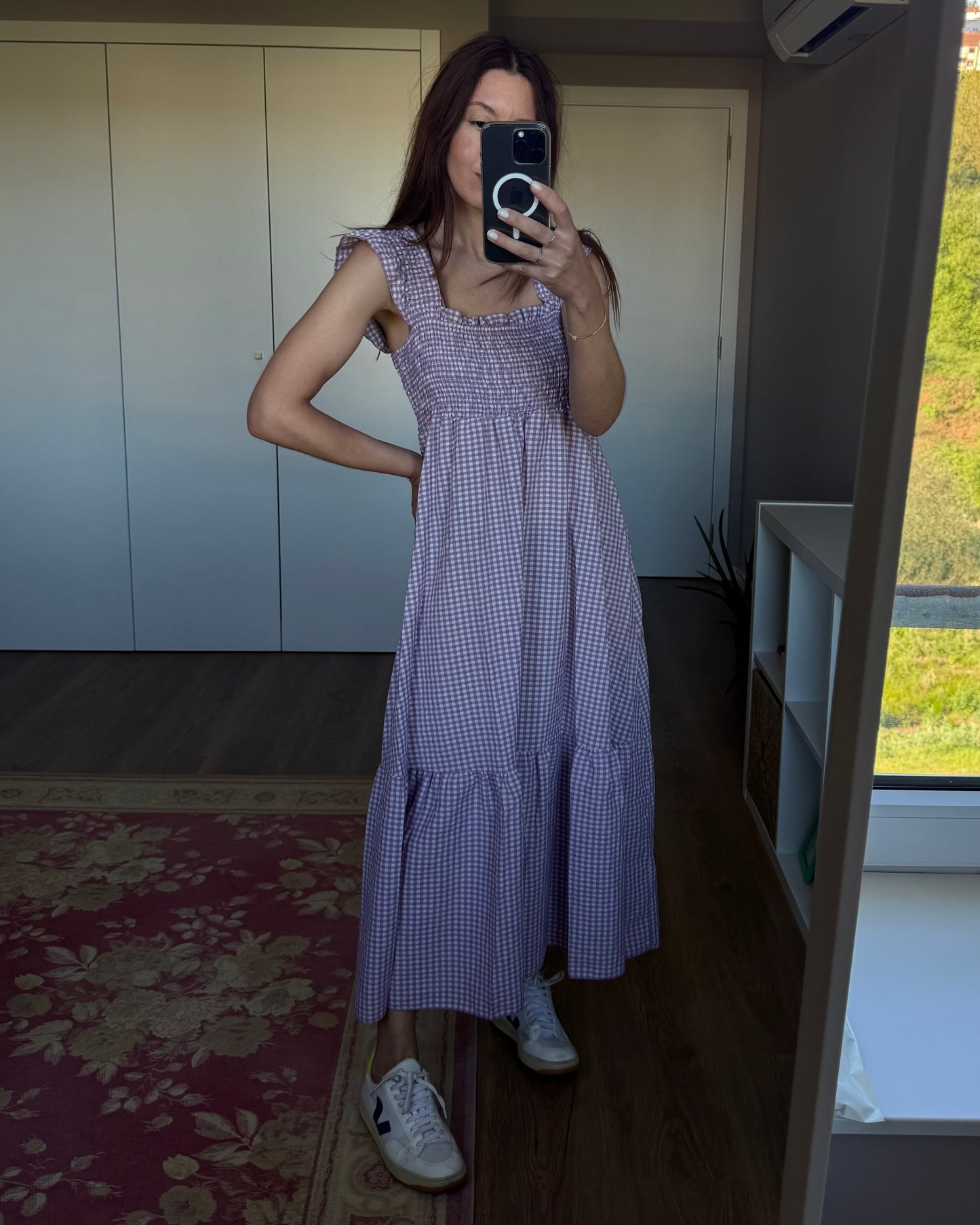 Vestido Solène ( Vichy Lavanda) - Envio até 12/06