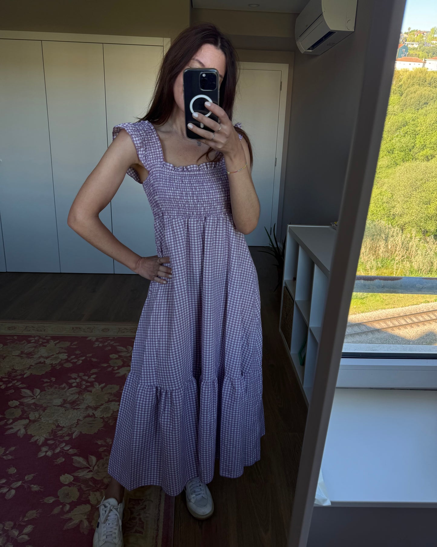 Vestido Solène ( Vichy Lavanda) - Envio até 12/06