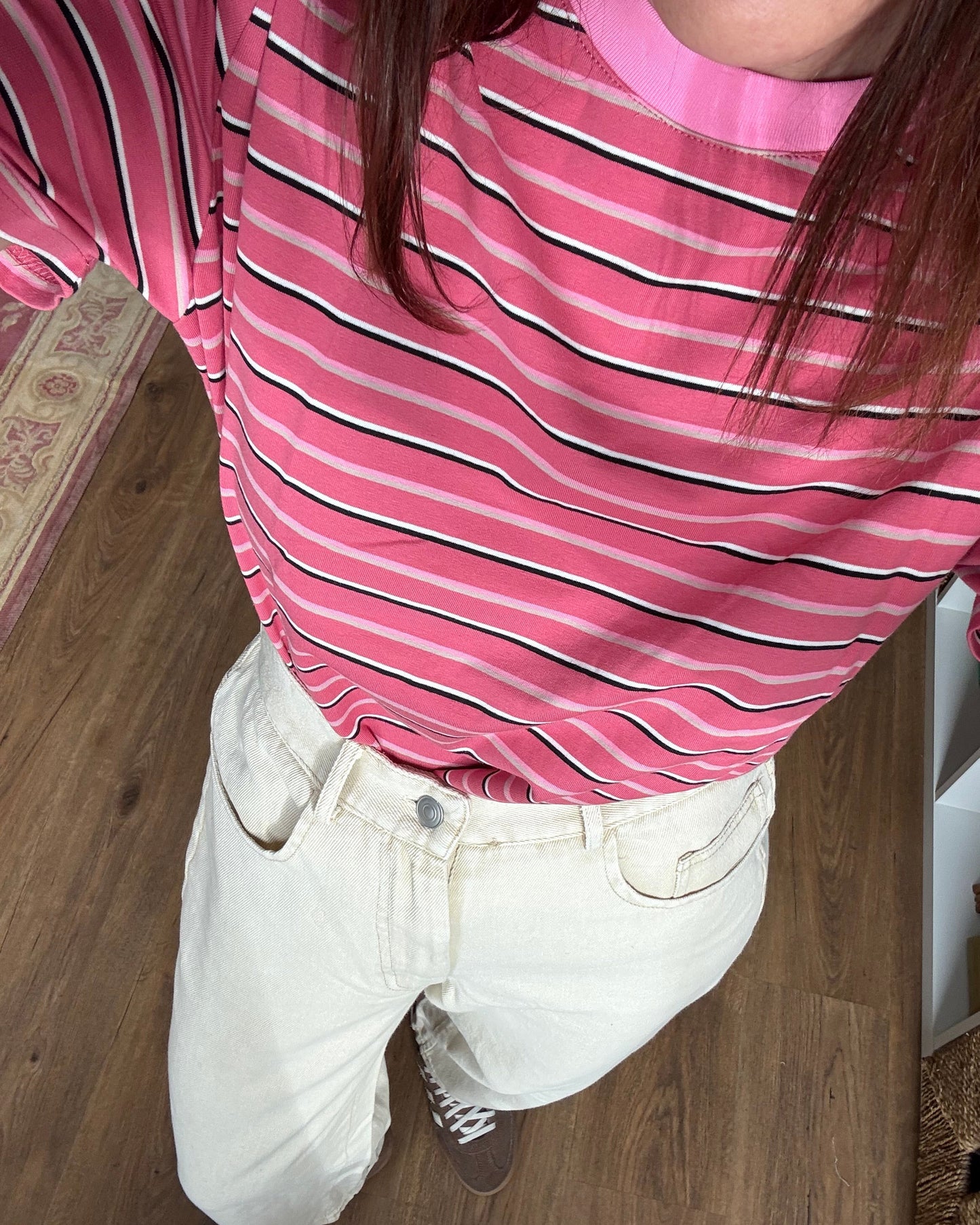 Tshirt de riscas- Coral