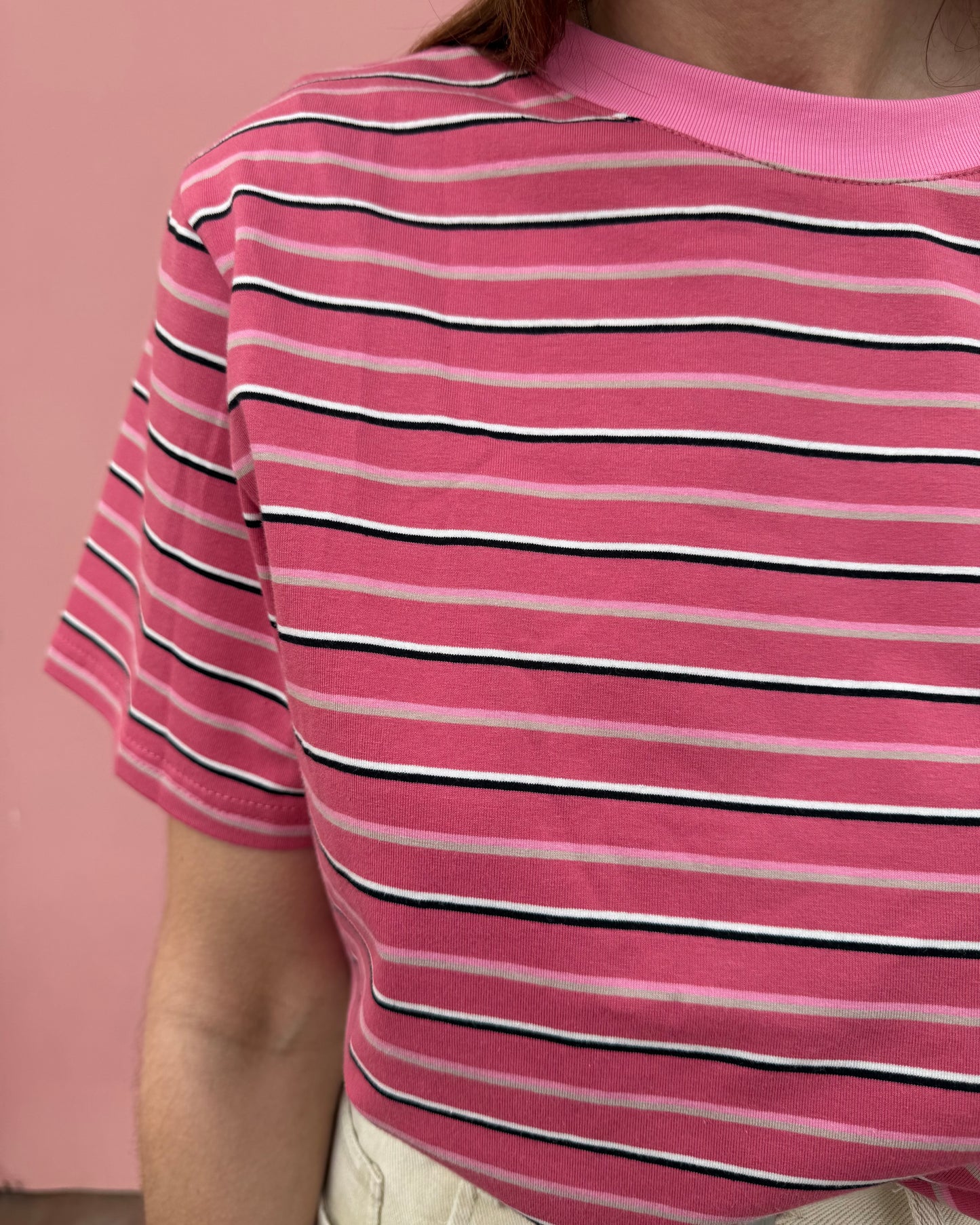 Tshirt de riscas- Coral