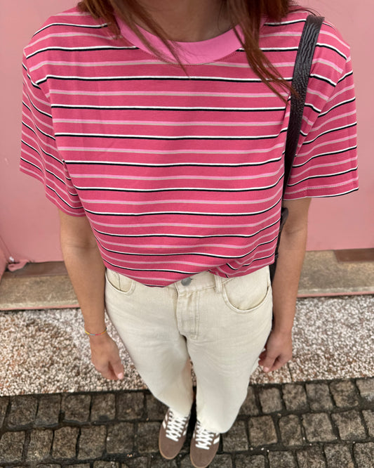 Tshirt de riscas- Coral