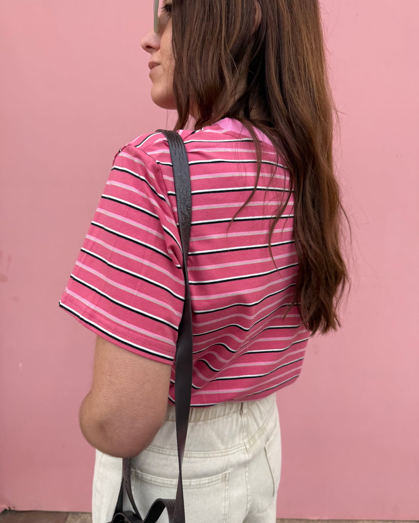 Tshirt de riscas- Coral