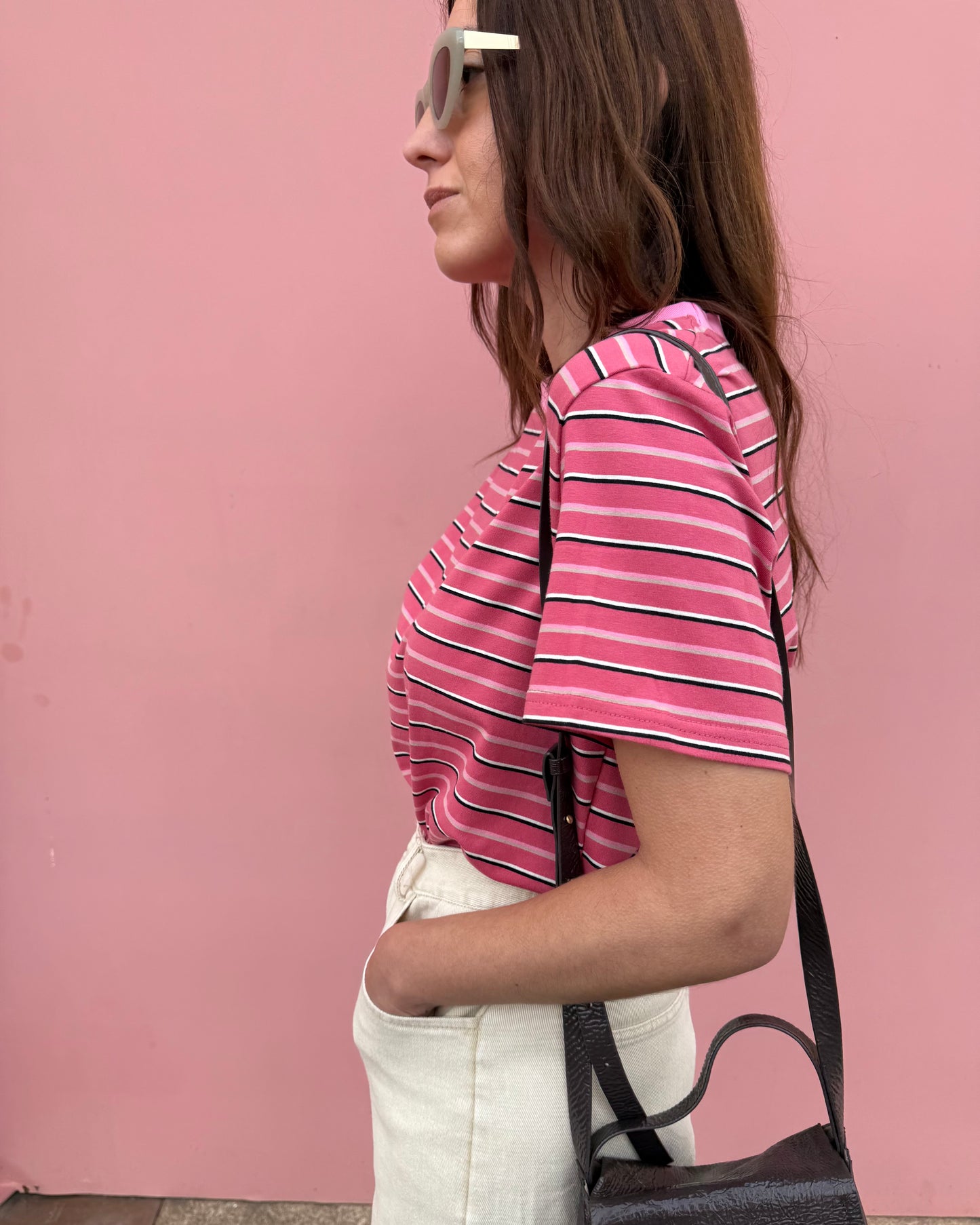 Tshirt de riscas- Coral