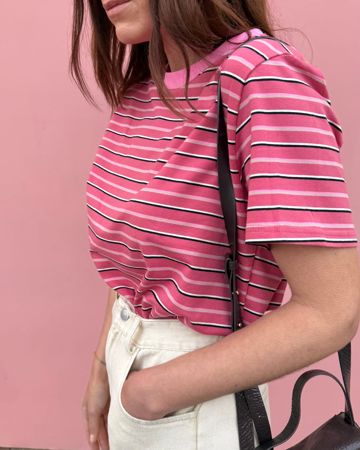Tshirt de riscas- Coral
