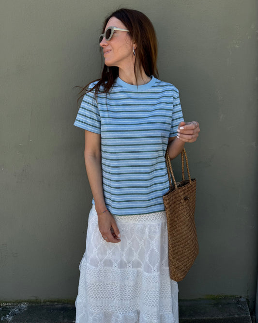 Tshirt de riscas - Azul bebé