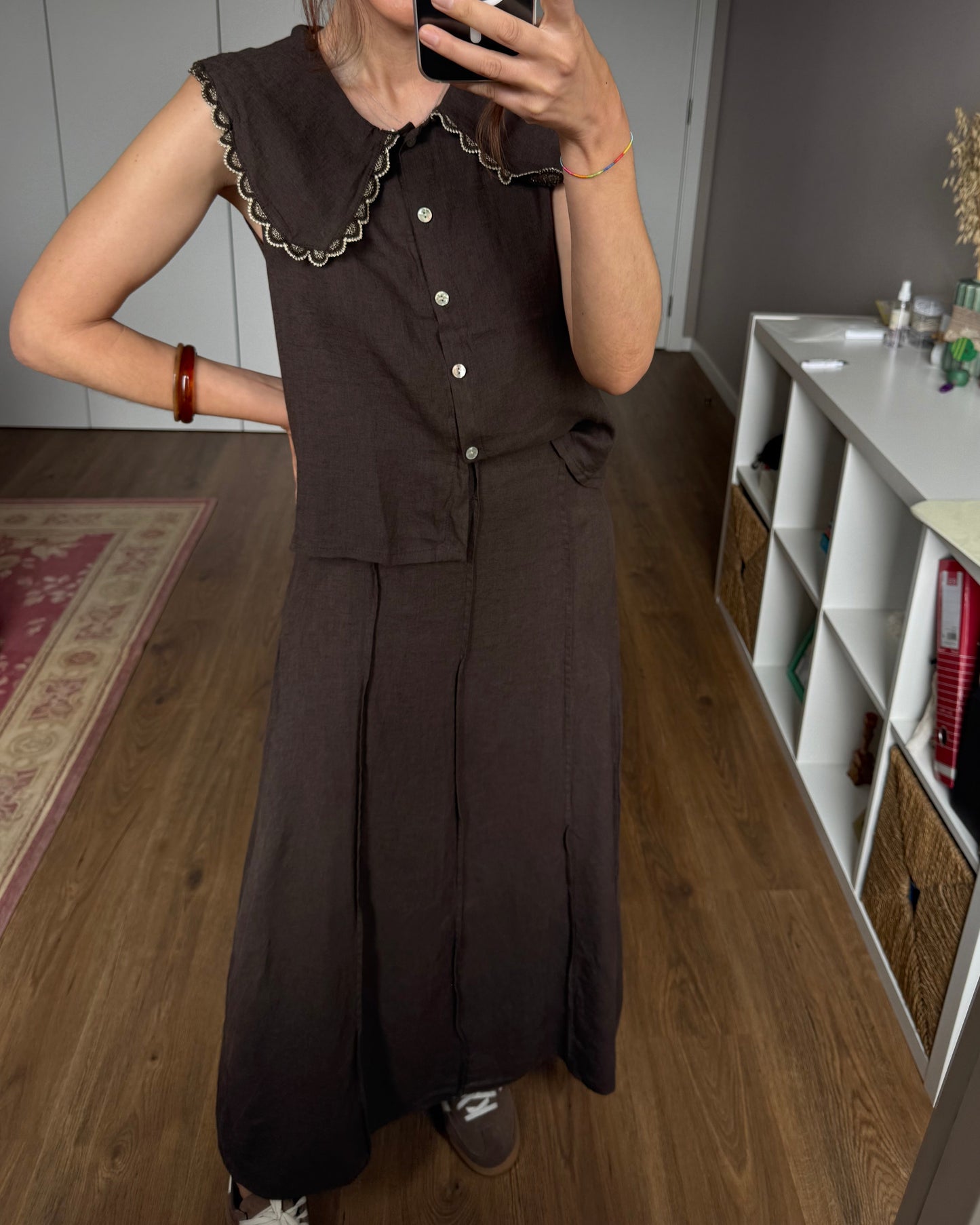 Blusa em Linho - Castanho