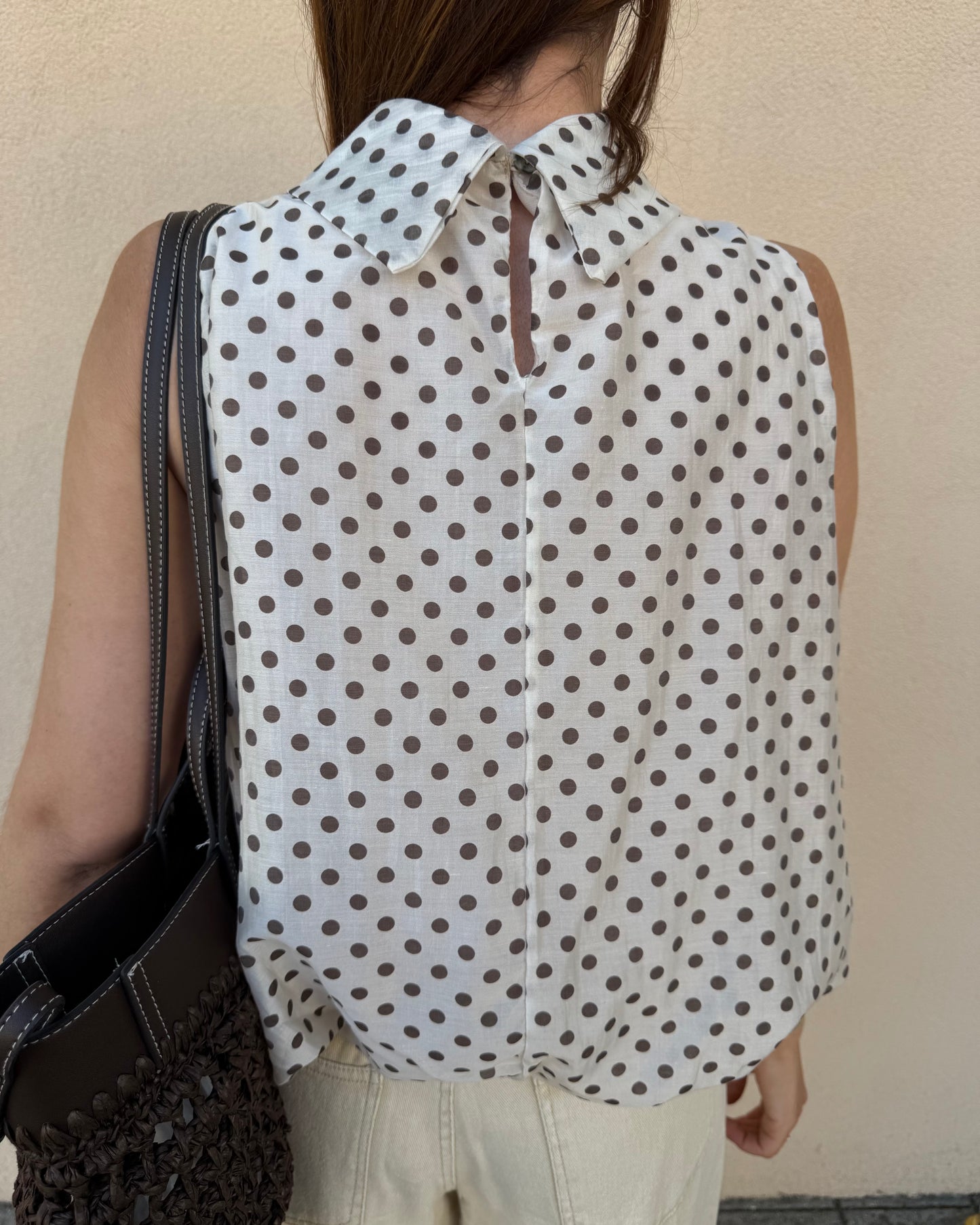 Top Polka Dots - Creme e Castanho