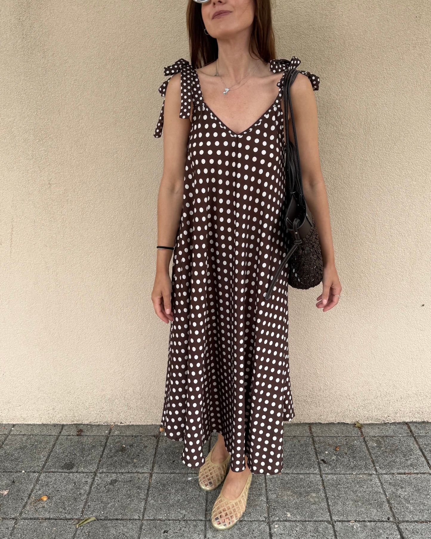 Vestido Lunares - Castanho