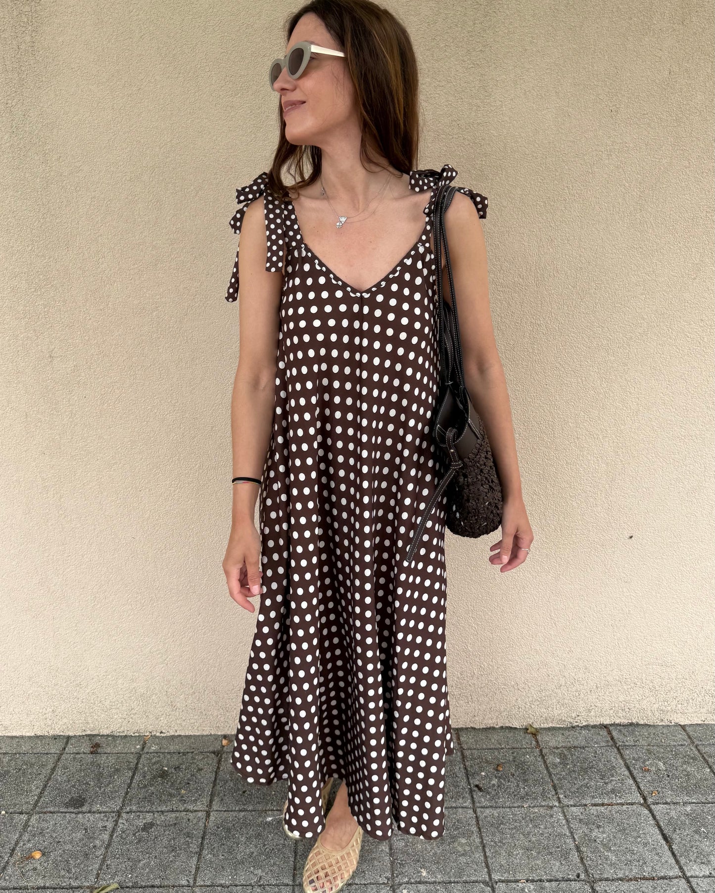 Vestido Lunares - Castanho